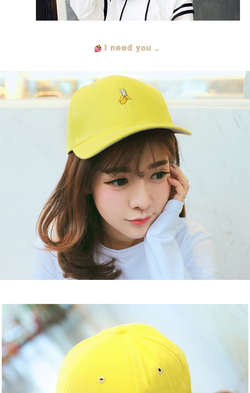 Fashion Yellow Banana Embroidered Pattern Decorated Pure Color Design,Baseball Caps