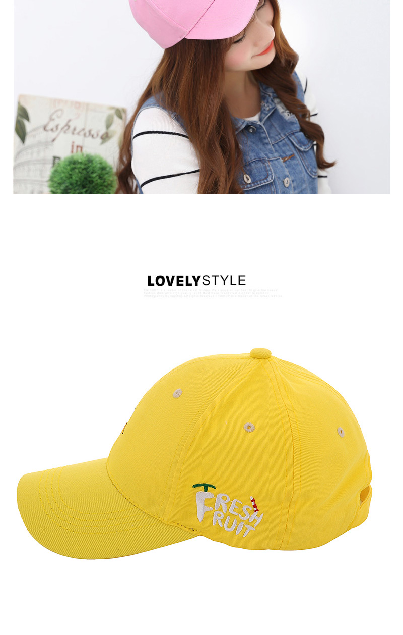 Fashion Yellow Banana Embroidered Pattern Decorated Pure Color Design,Baseball Caps