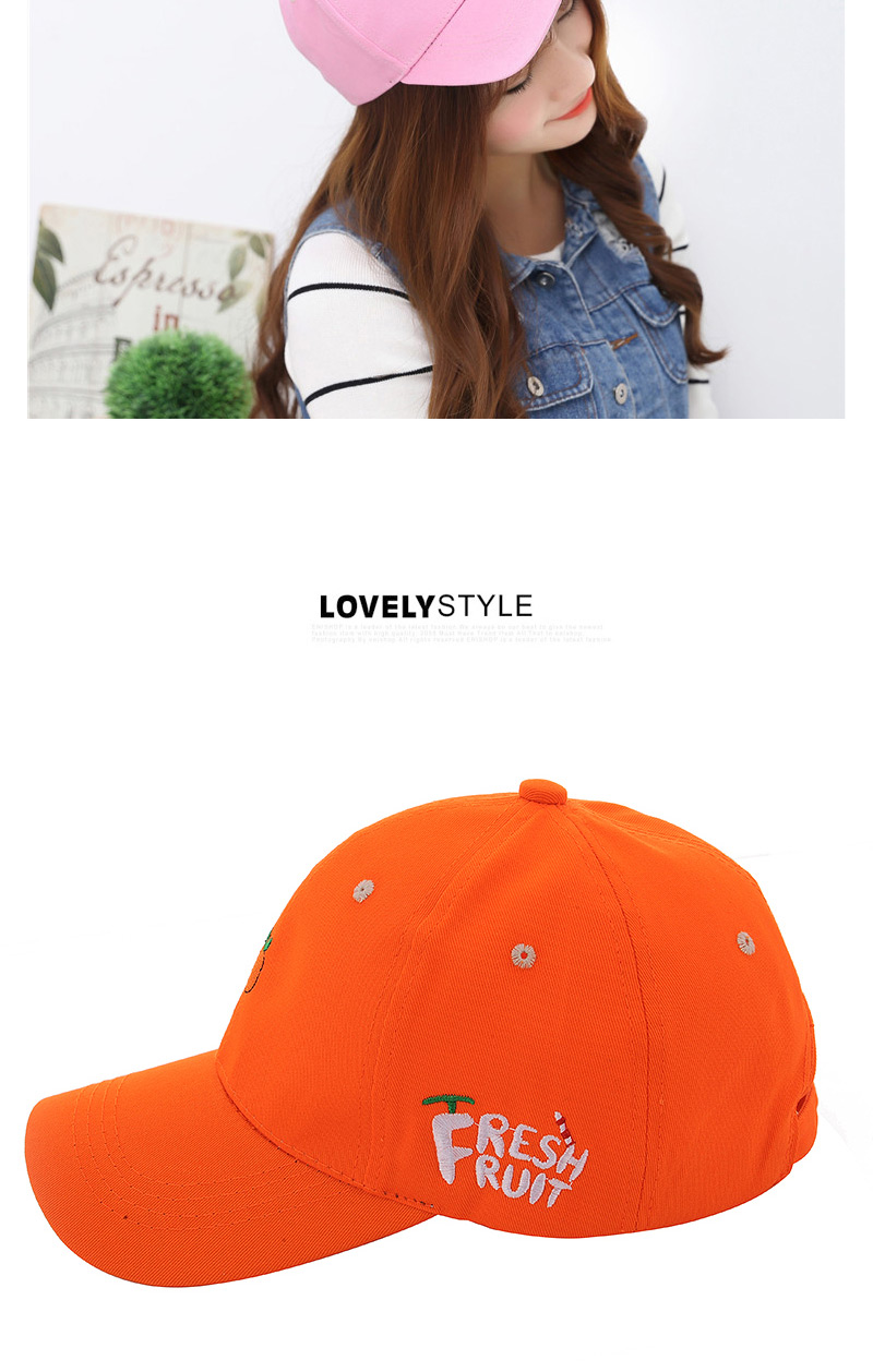 Fashion Orange Apple Embroidered Pattern Decorated Pure Color Design,Baseball Caps