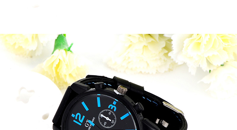 Fashion Blue Pure Color Decorated Noctilucence Waterproof Design,Ladies Watches