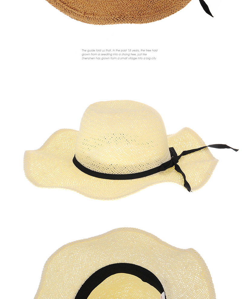 Fashoin White Bowknot Decorated Wave Shape Eaves Design,Sun Hats