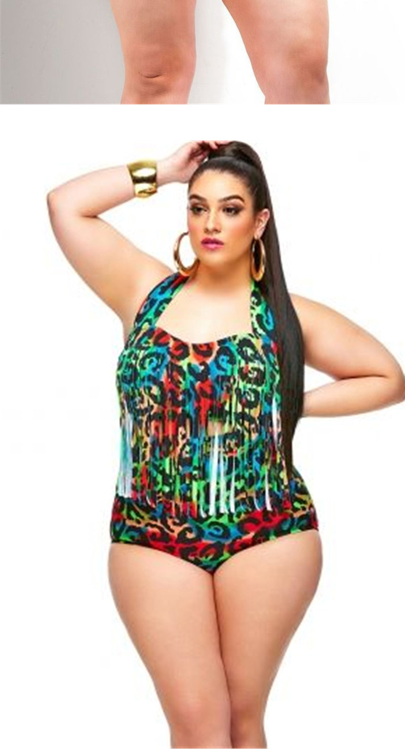 Sexy Gold Color Tassel Decorated High Waist Hang Neck Design,Swimwear Plus Size