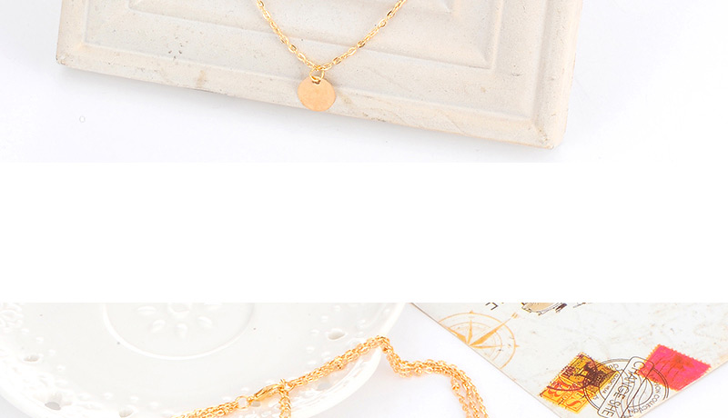 Personality Gold Color Round Pendant Decorated Multilayer Design,Chains