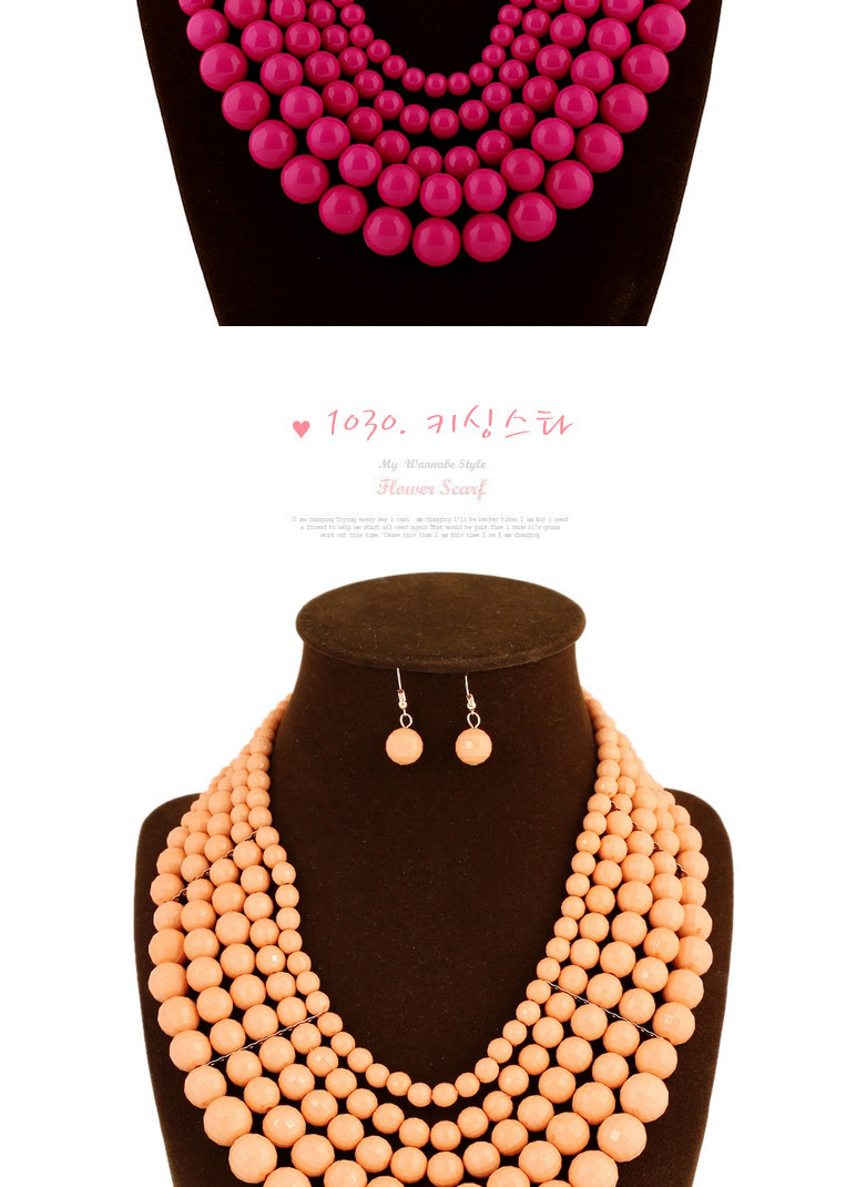 Luxury Red Pure Color Beads Weaving Decorated Multilayer Design  Rosin Jewelry Sets,Jewelry Sets