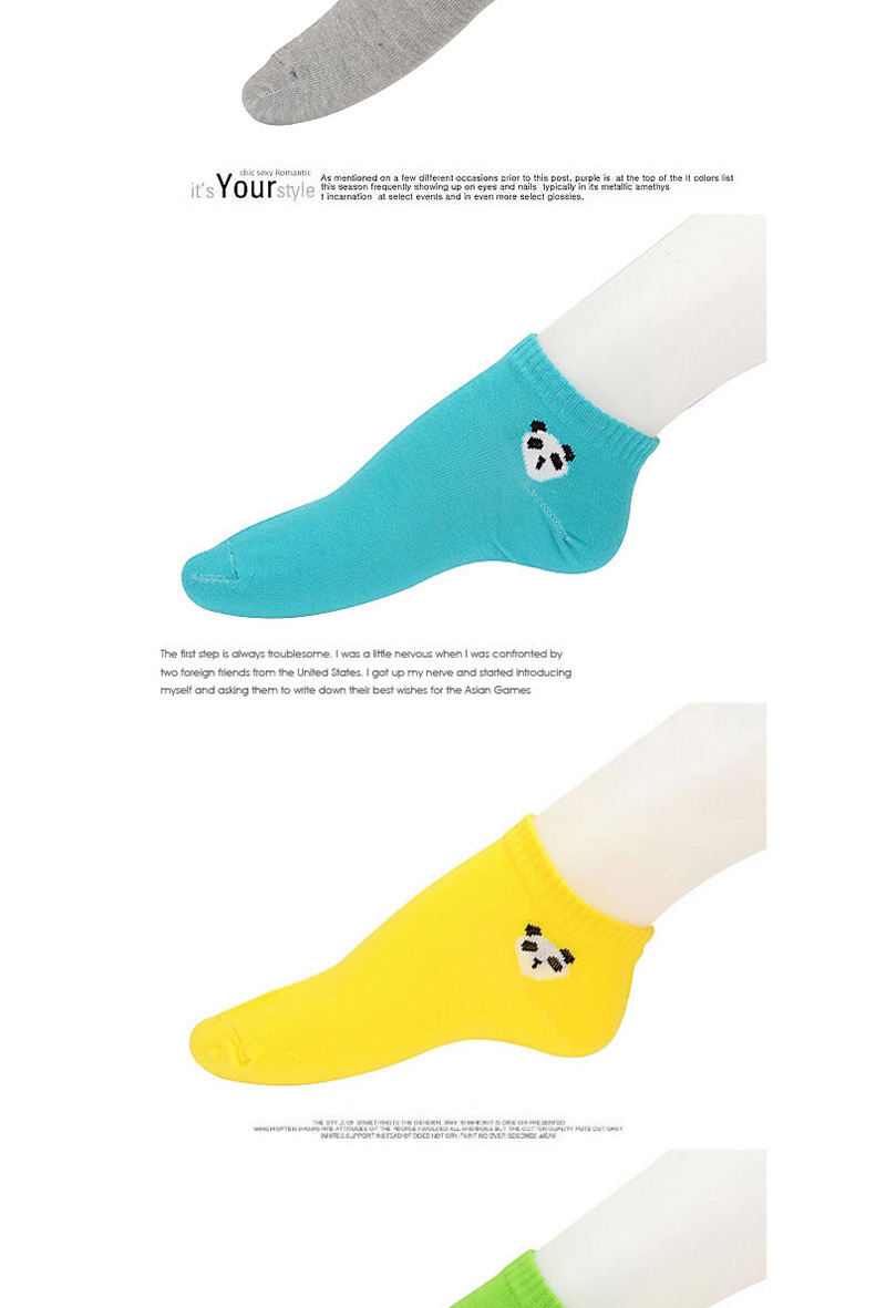 Sweet Blue Panda Pattern Decorated Pure Color Design,Fashion Socks
