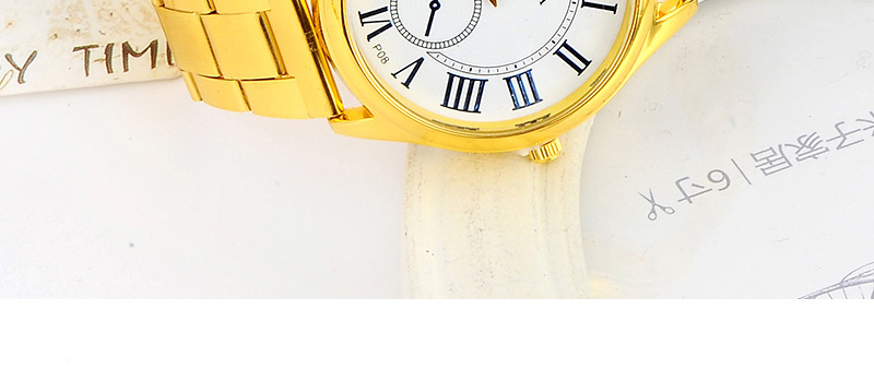 Casual Gold Color Roman Numerals Decorated Round Case Design  Alloy Ladies Watches,Ladies Watches