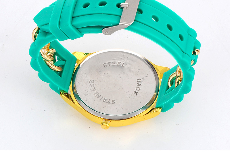Fashion Green Roman Numerals & Chain Decorated Round Case Design  Alloy Ladies Watches,Ladies Watches