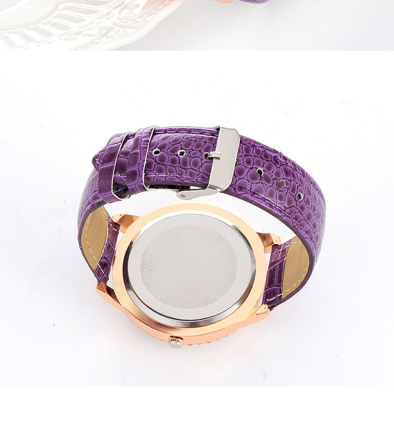 Elegant Purple Diamond Decorated Pure Color Design,Ladies Watches