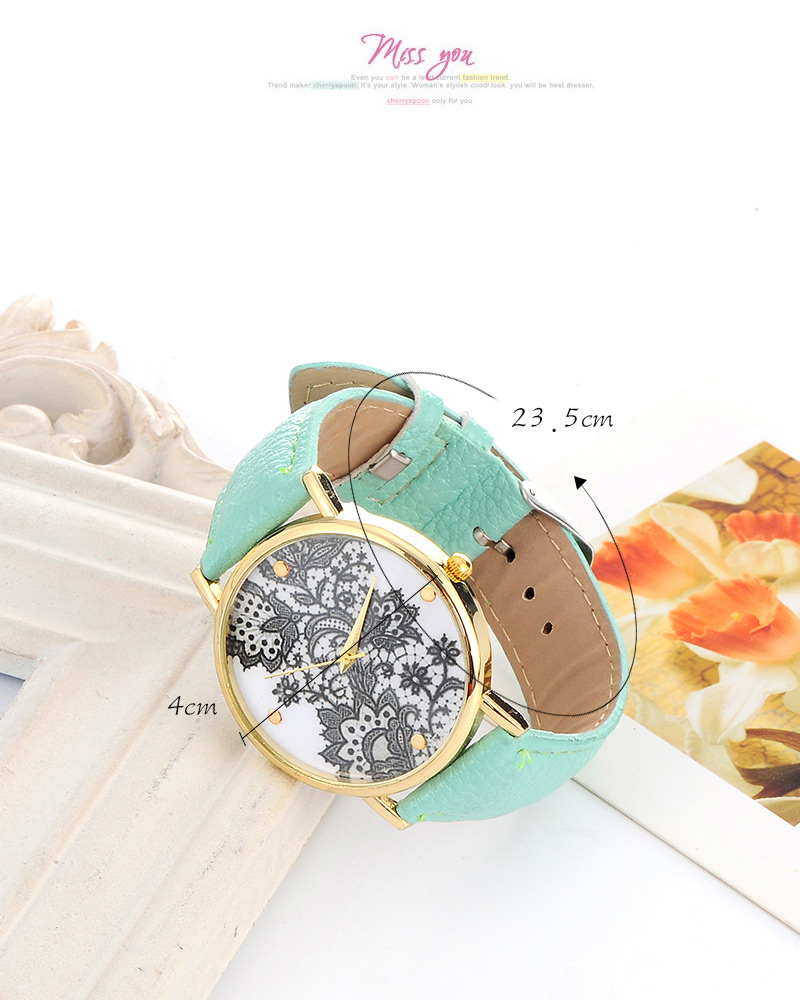 Exquisite White Flower Pattern Decorated Pure Color Design  Pu Ladies Watches,Ladies Watches