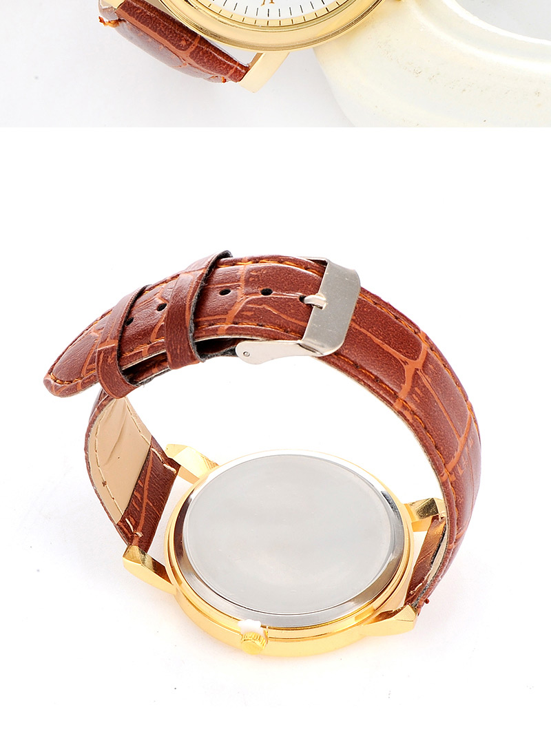 Fashion Coffee Letter Pattern Decorated Pure Color Design  Pu Ladies Watches,Ladies Watches