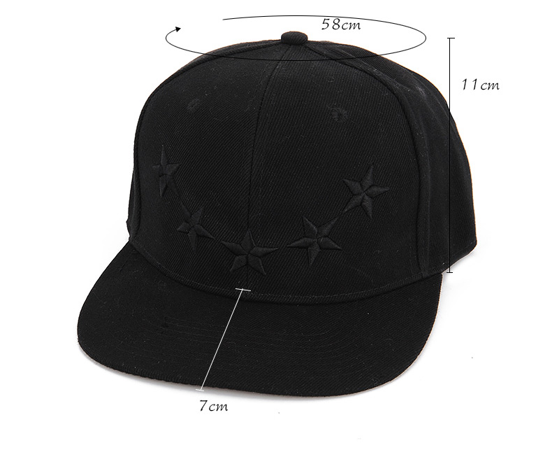 Fashion Black Embroidered Star Pattern Decorated Pure Color Design,Baseball Caps