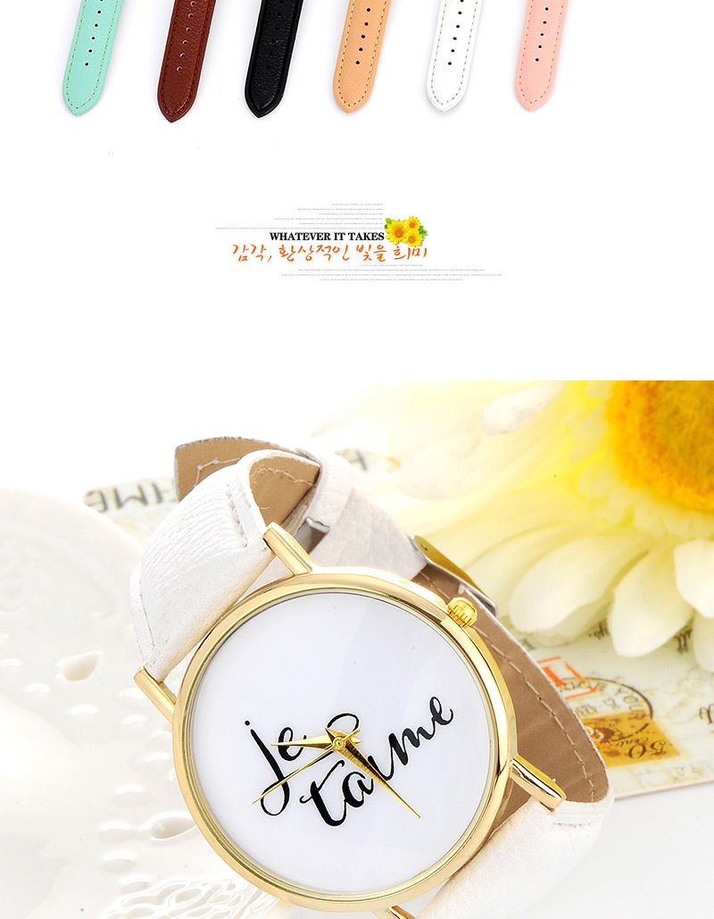 Fashion White Letter Pattern Decorated Simple Design  Pu Ladies Watches,Ladies Watches