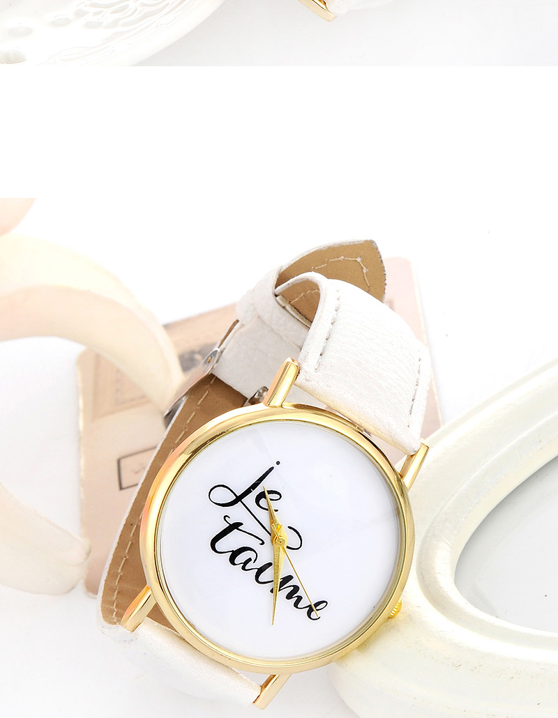 Fashion White Letter Pattern Decorated Simple Design  Pu Ladies Watches,Ladies Watches