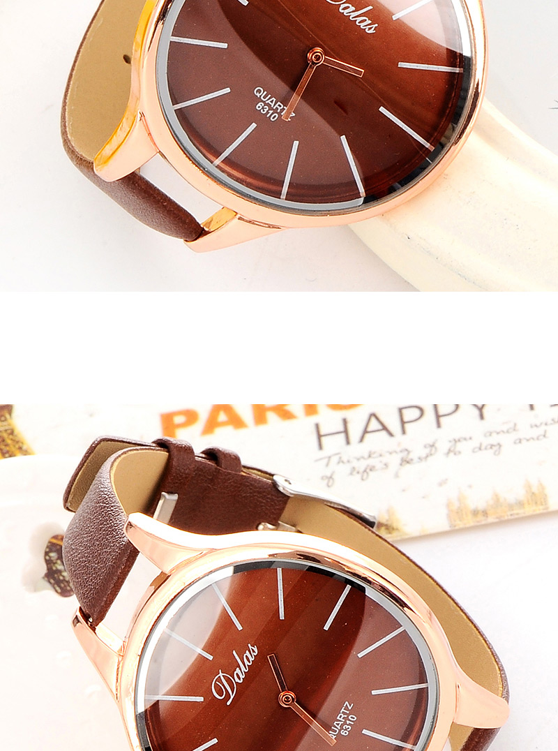 Personality Coffee Lines Decorated Round Case Design,Ladies Watches