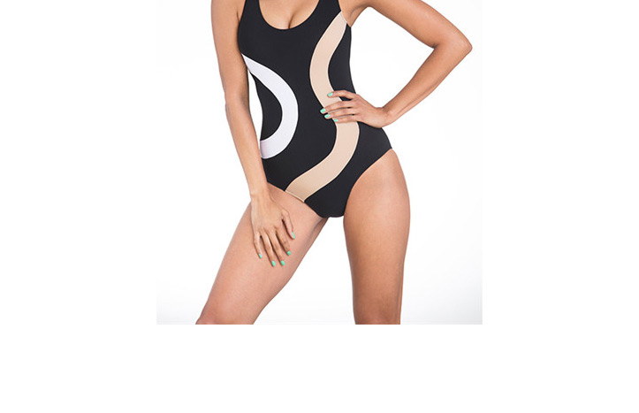 Sexy Light Blue Stripe Pattern Color Matching One-pieces Design Polyester Sexy Bikini,One Pieces