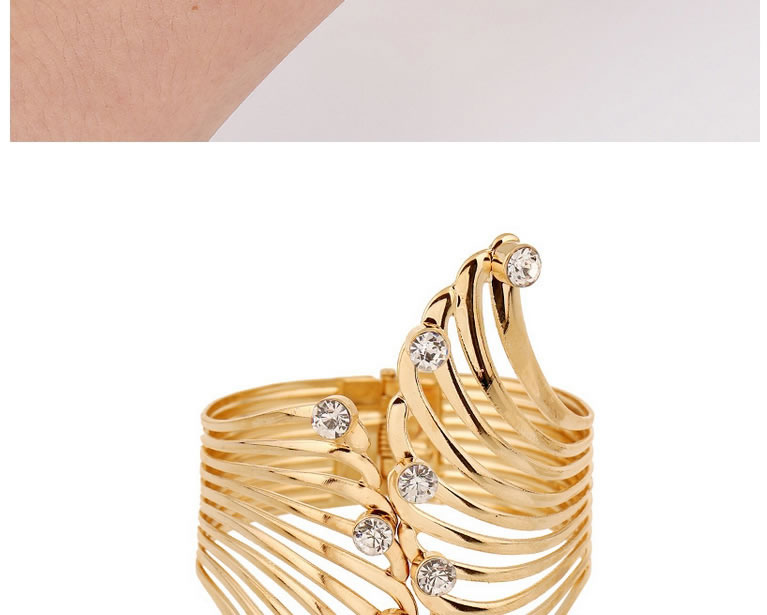 Trending Gold Color Diamond Decorated Feather Shape Design Alloy Fashion Bangles,Fashion Bangles