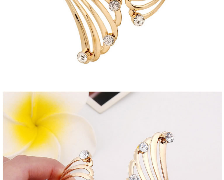 Trending Gold Color Diamond Decorated Feather Shape Design Alloy Fashion Bangles,Fashion Bangles