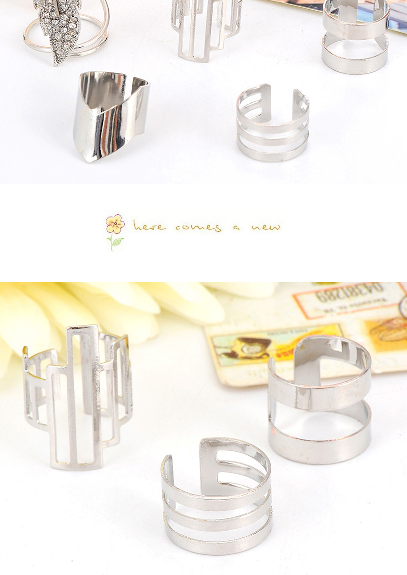 Fashion Silver Color Leaf Shape Decorated Hollow Out Design,Rings Set