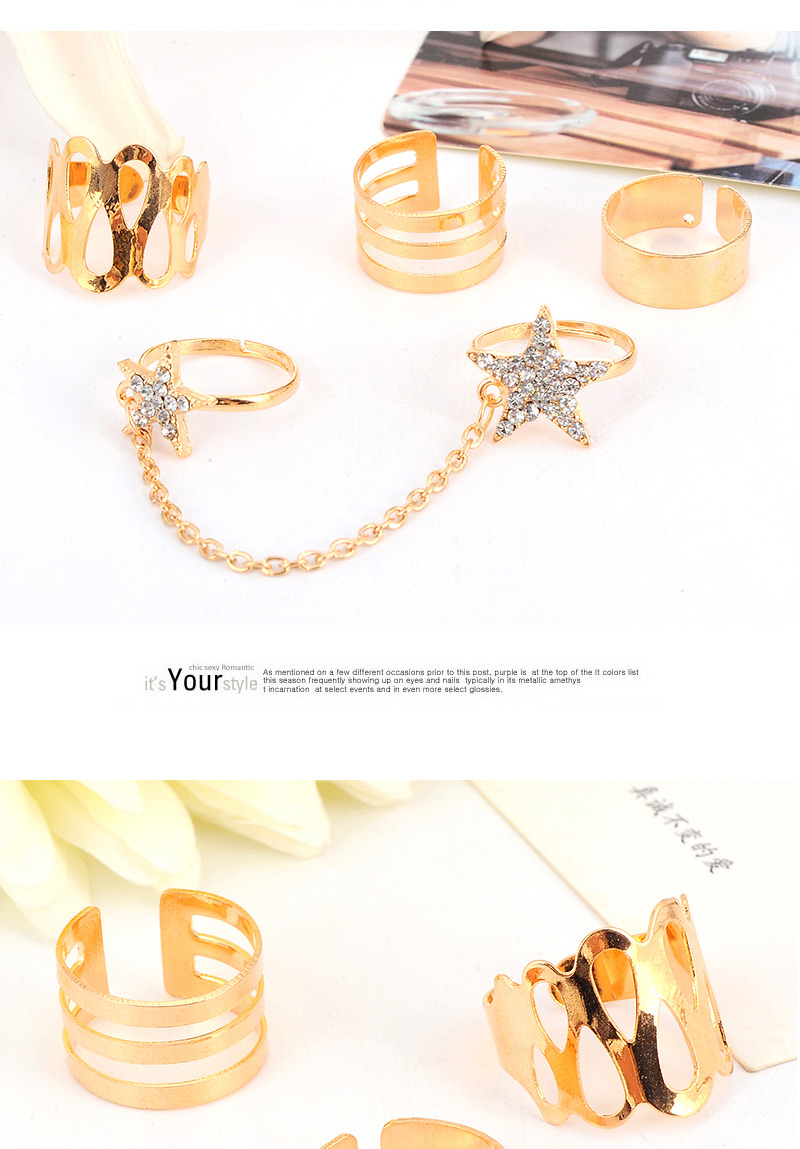 Fashion Gold Color Double Star Decorated Multilayer Design,Rings Set
