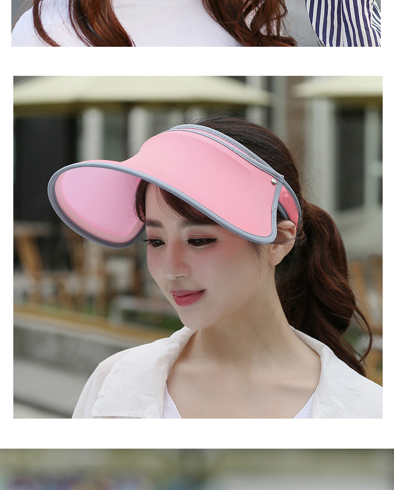 Fashion Pink Wide Brim Hemming Simple Design Milk Fiber Sun Hats,Sun Hats