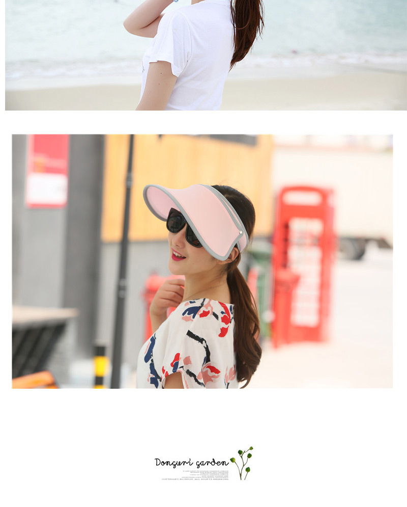 Fashion Pink Wide Brim Hemming Simple Design Milk Fiber Sun Hats,Sun Hats