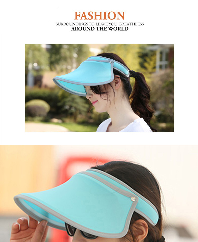 Fashion Blue Wide Brim Hemming Simple Design Milk Fiber Sun Hats,Sun Hats