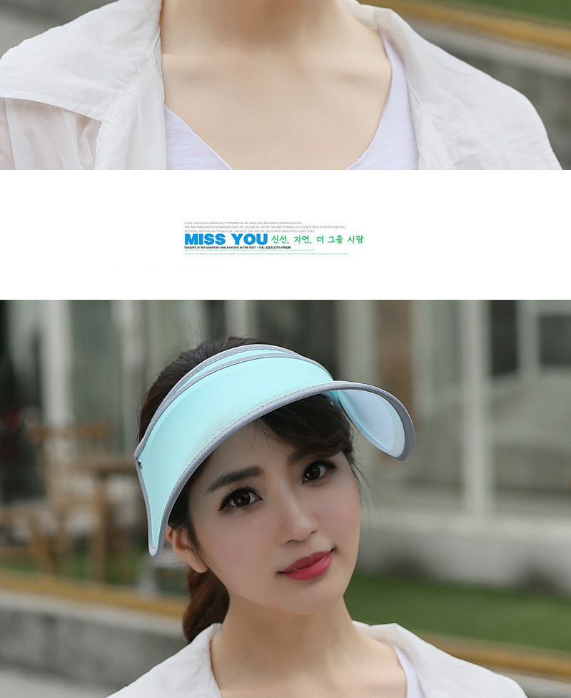Fashion Blue Wide Brim Hemming Simple Design Milk Fiber Sun Hats,Sun Hats