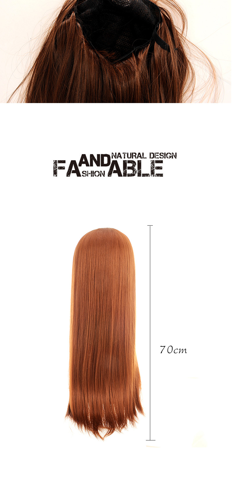 Fashion Light Brown Air Bang Long Straight Design High%2dtemp Fiber Wigs,Wigs