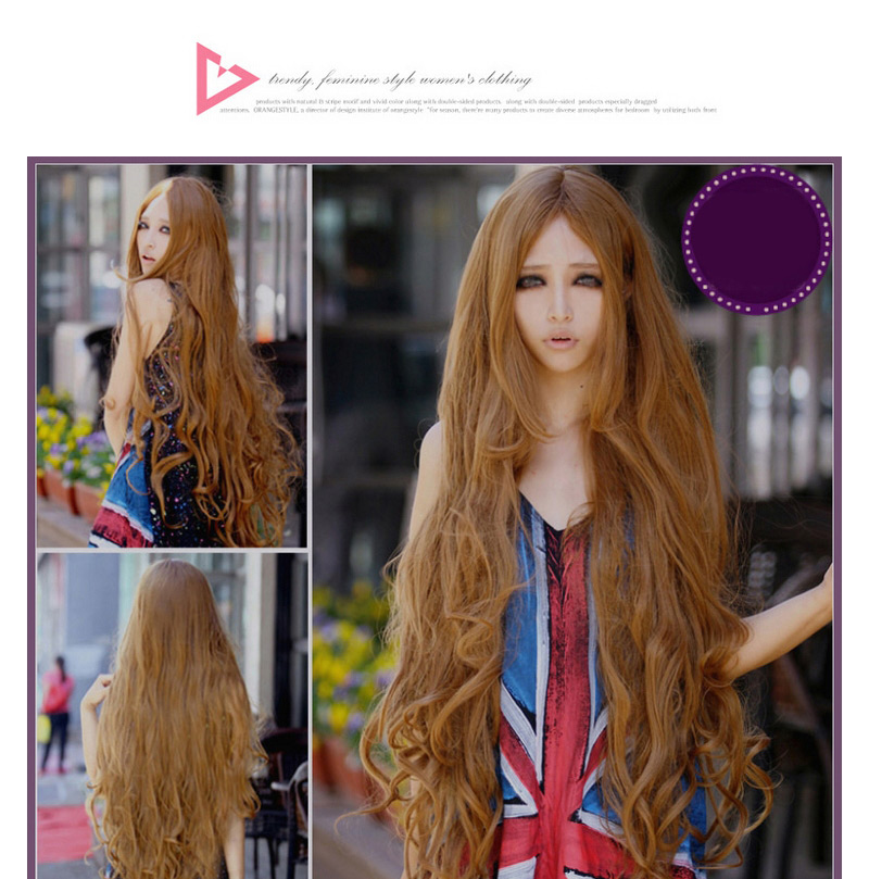 Fashion Linen Yellow Carve Long Curly Design,Wigs