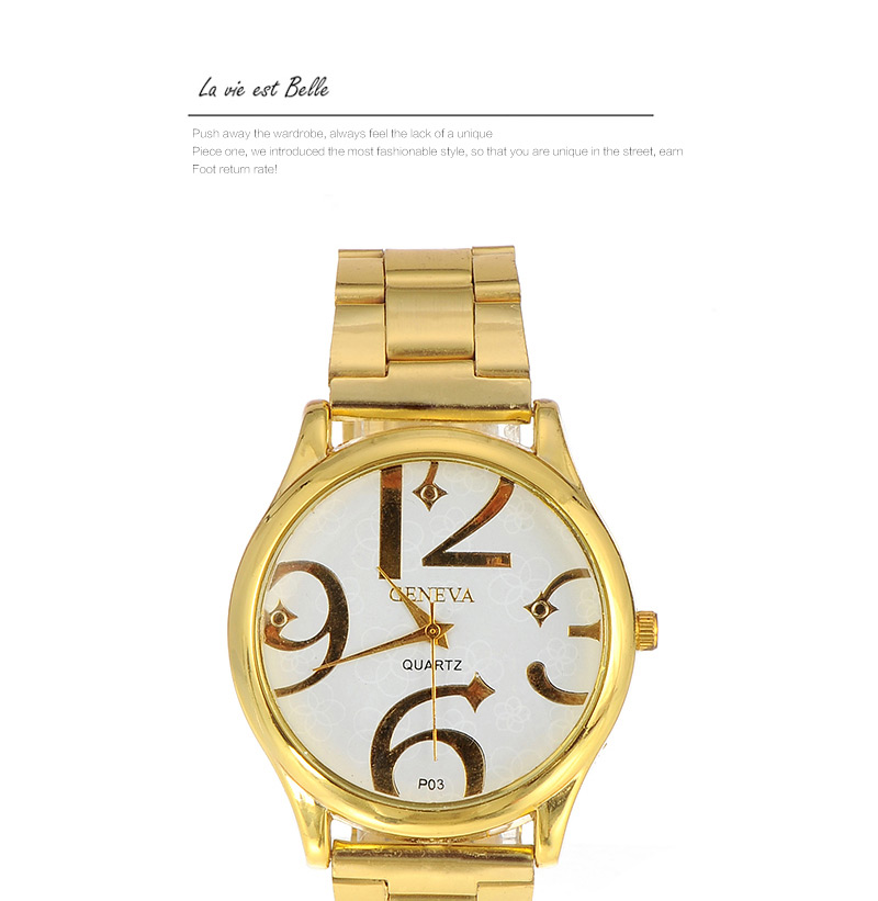 Fashion Gold Clor Big Digital Pattern Decorated Simple Design,Ladies Watches