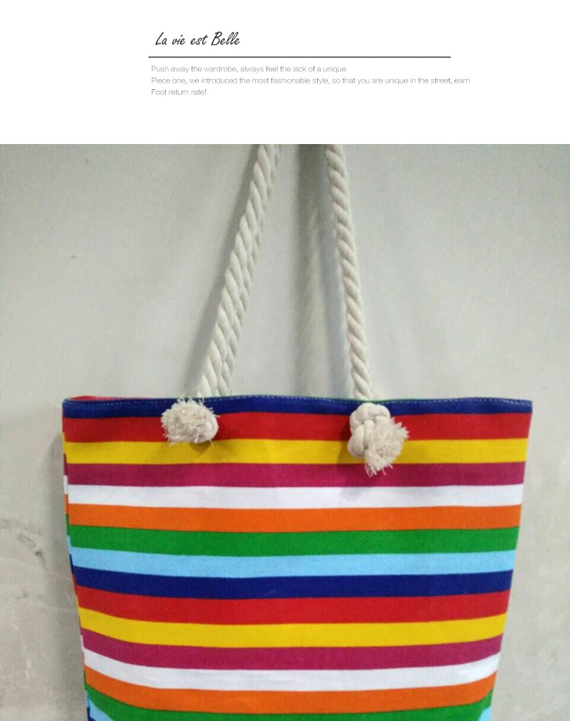 Fashion Multi-color Stripe Pattern Decorated Simple Design Beach Bag,Messenger bags