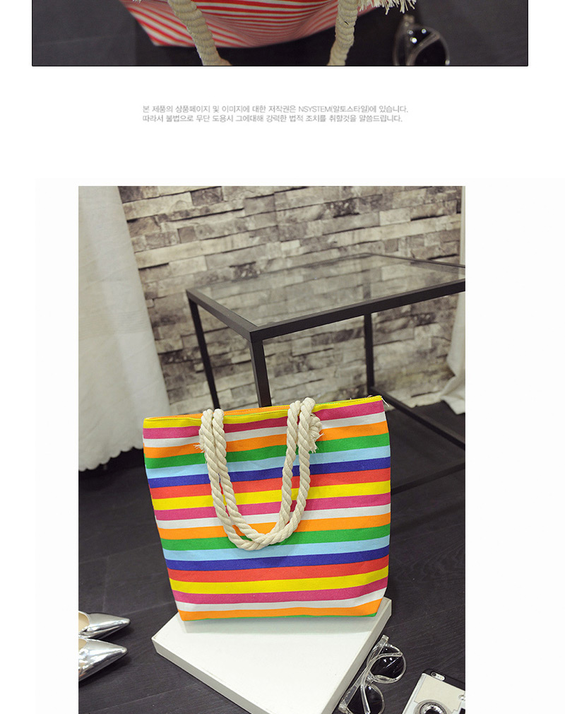 Fashion Multi-color Stripe Pattern Decorated Simple Design Beach Bag,Messenger bags