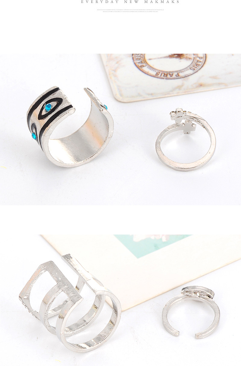 Personality Silver Color Eye Shape Decorated Simple Design(4pcs),Fashion Rings
