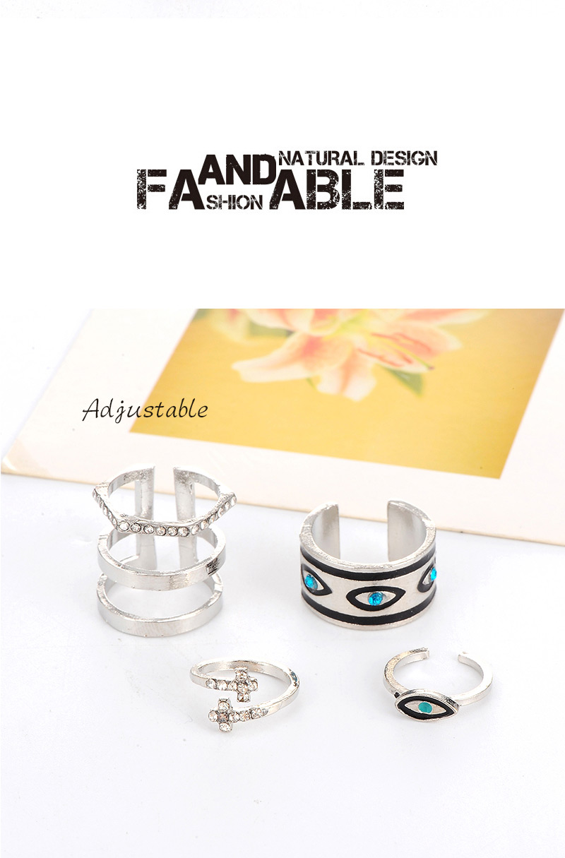 Personality Silver Color Eye Shape Decorated Simple Design(4pcs),Fashion Rings