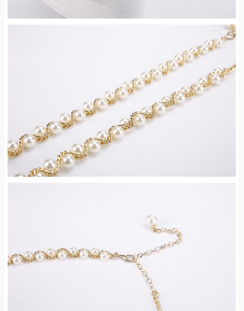 Fashion Black Beads Decorated Chains Weave Design,Thin belts