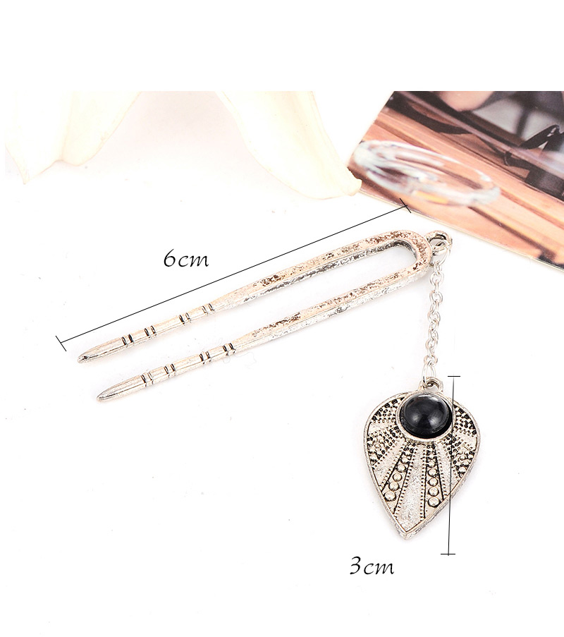 Retro Silver Color Beads Decorated Water Drop Shape Pendant Design,Hairpins