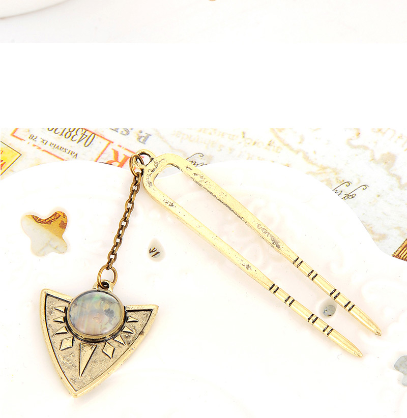 Fashion Gold Color Gemstone Decorated Heart Shape Pendant Design,Hairpins