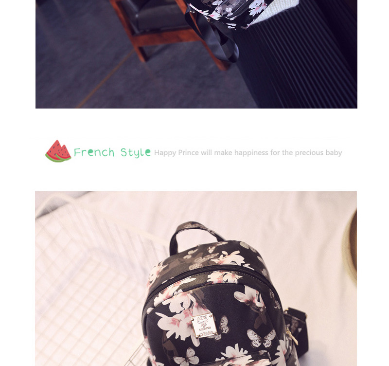 Sweet White Butterfly&flower Pattern Decorated Simple Design Pu Backpack,Backpack