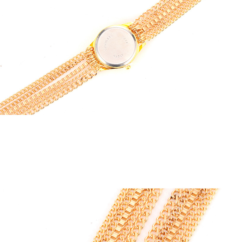 Exaggerate Gold Color Multilayers Chain Decorated Round Case Design Alloy Ladies Watches,Ladies Watches