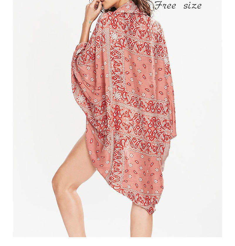 Sexy Red Flower Pattern Decorated Loose Cardigan Design Bikini Cover Up Smock,Swim Towels
