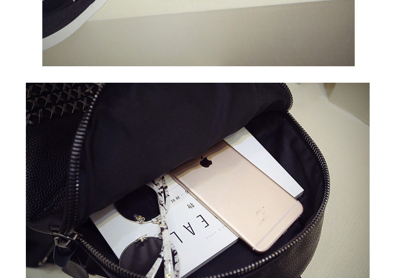 Fashion Black Rivet Decorated Pure Color Design Pu Backpack,Backpack