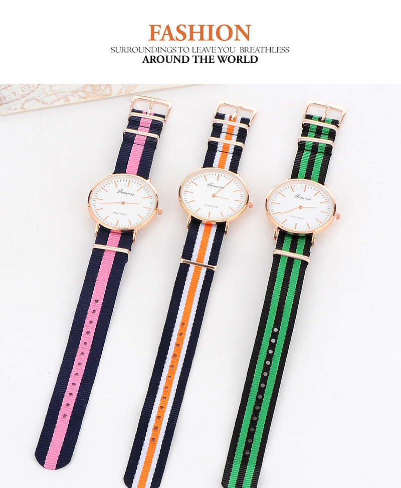 Elegant Orange Color Matching Decorated Round Case Design Fabric Ladies Watches,Ladies Watches