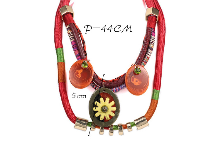 Exaggerate Multicolor Round Shape Pendant Decorated Double Layers Design Resin Bib Necklaces,Multi Strand Necklaces