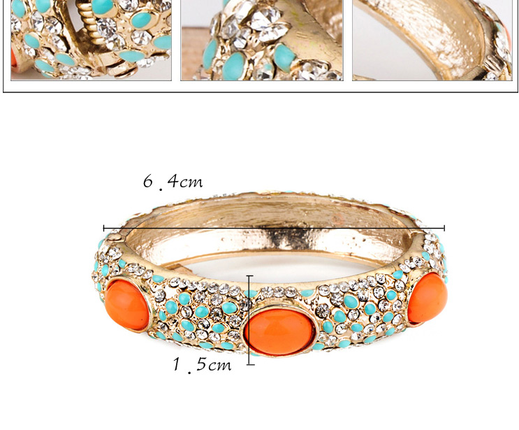 Exaggerate Orange Oval Diamond Decorated Simple Design Alloy Fashion Bangles,Fashion Bangles