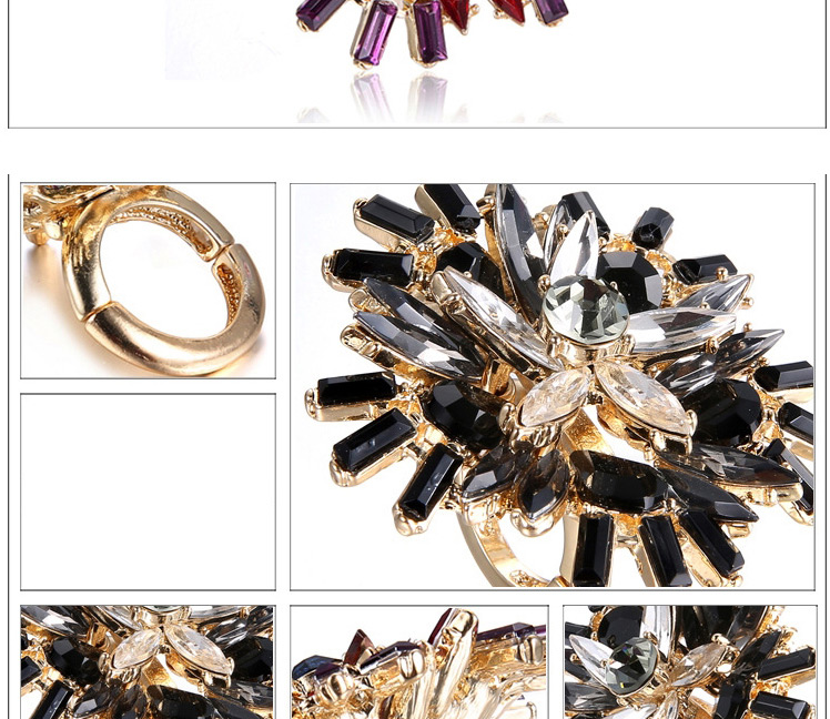 Personality Multicolor Gemstone Decorated Flower Shape Design Cz Diamond Korean Rings,Fashion Rings