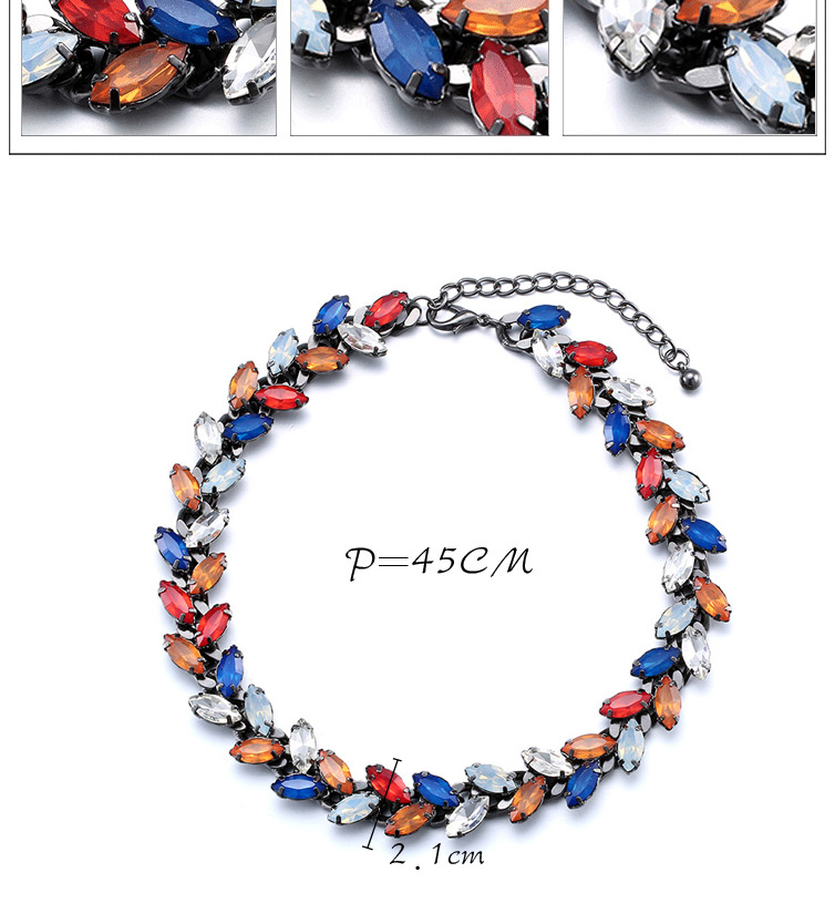 Personality Blue Diamond Decorated Short Design Alloy Bib Necklaces,Chokers