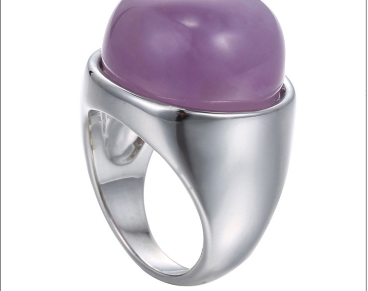 Fashion Purple Round Shape Gemstone Decorated Simple Design Rhinestone Korean Rings,Fashion Rings