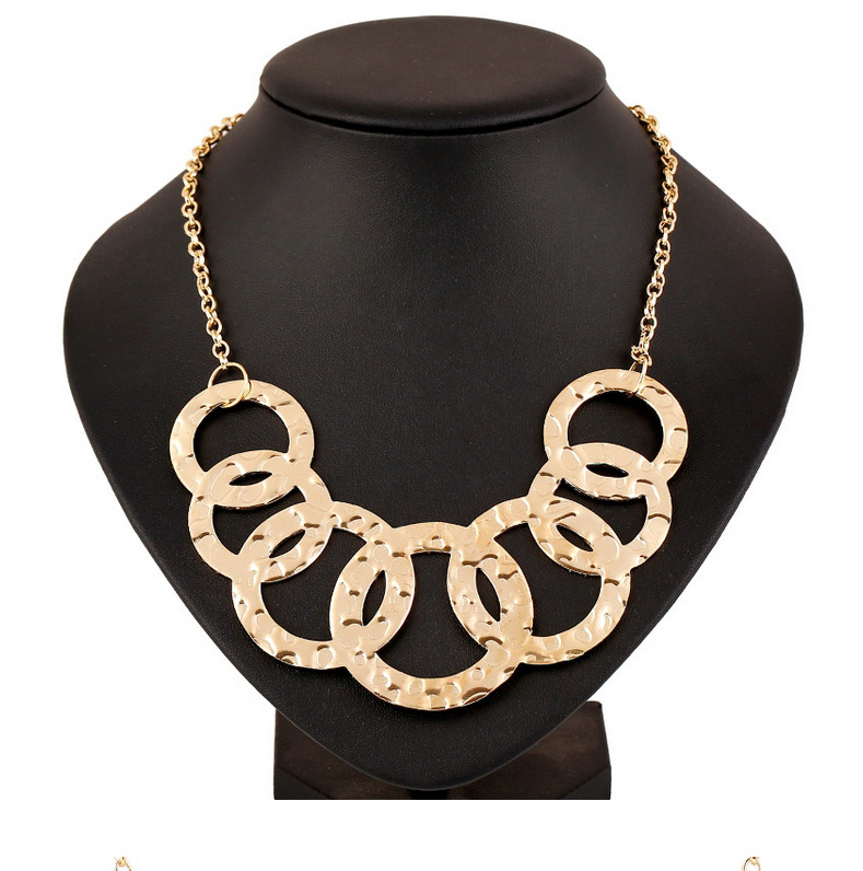 Elegant Gold Color Circle Twine Pendant Decorated Simple Design,Bib Necklaces