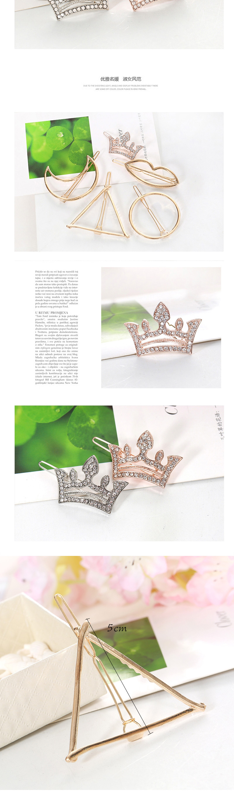 Elegant Silver Color Triangle Shape Decorated Hollow Out Design,Hairpins