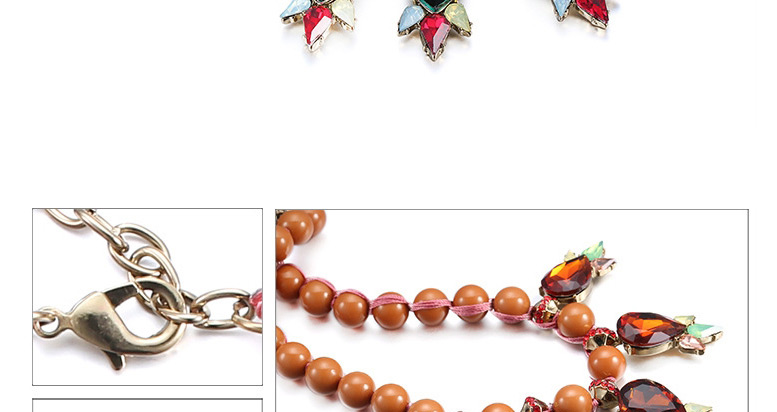 Fashion Coffee Waterdrop Shape Decorated Short Weaving Collar Design Acrylic Bib Necklaces,Pendants